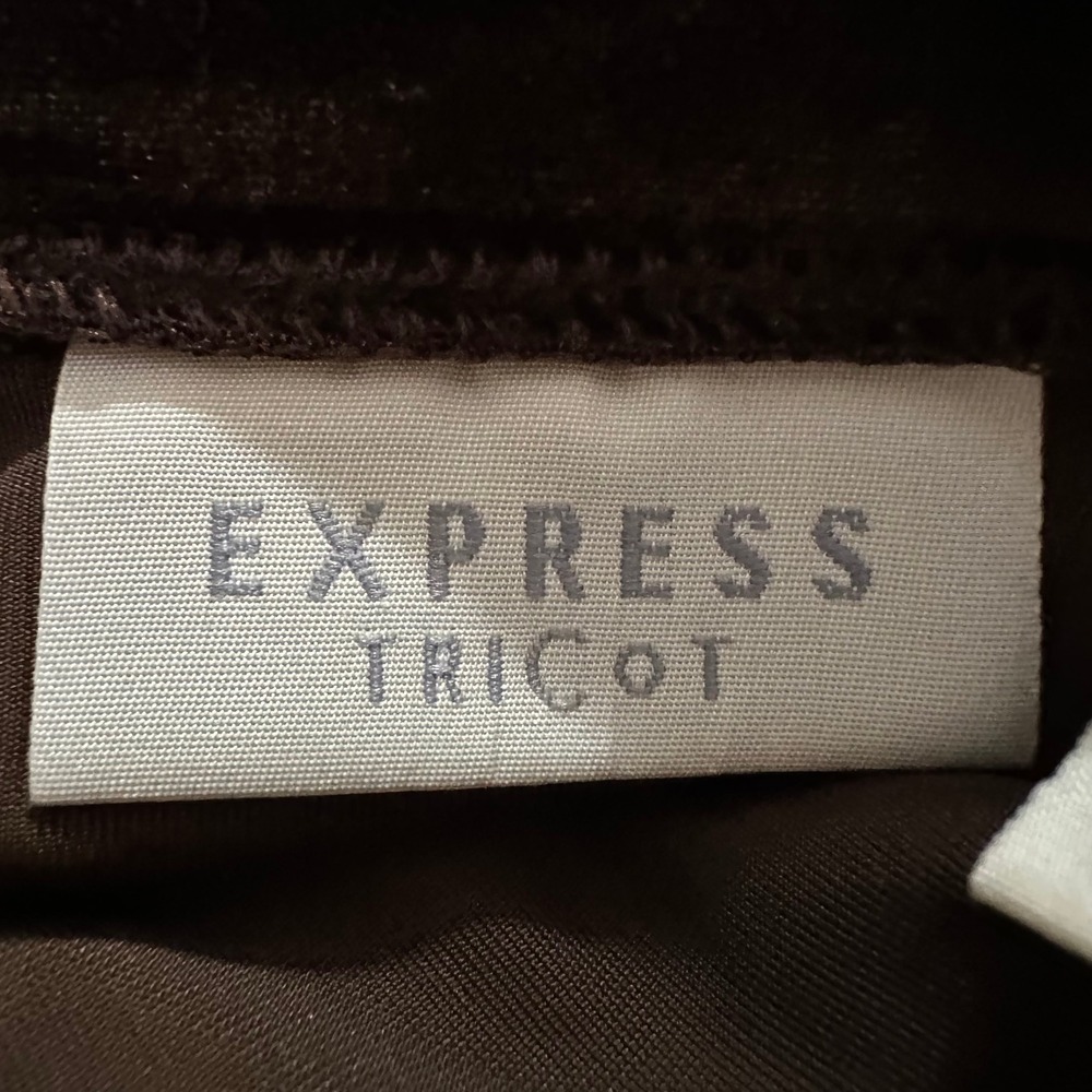Vintage Express Tricot Brown Velvet Maxi Skirt Size M Stretch 90s Y2K Long Skirt - Picture 5 of 5